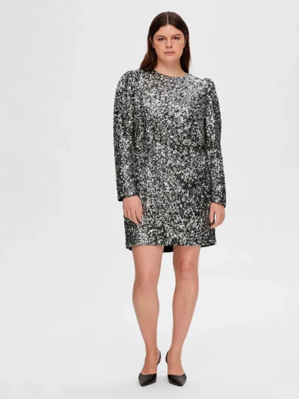 Kjoler>SELECTED PAILLETTER KORT KJOLE Silver