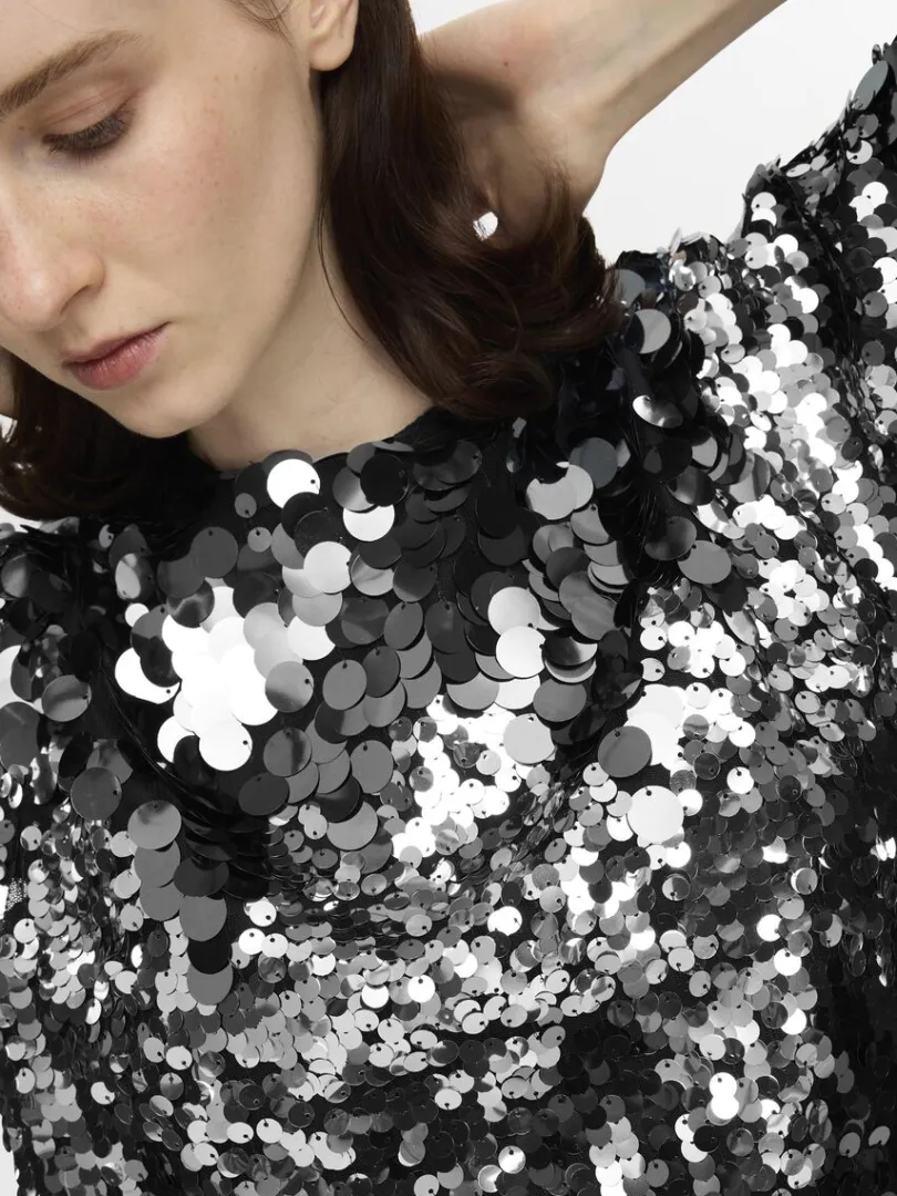 pailletter_kort_top_2.webp Toppe Og Bluser>SELECTED PAILLETTER KORT TOP Silver