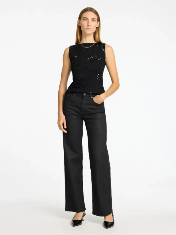 Toppe Og Bluser>SELECTED PAILLETTER TOP UDEN ÆRMER Black