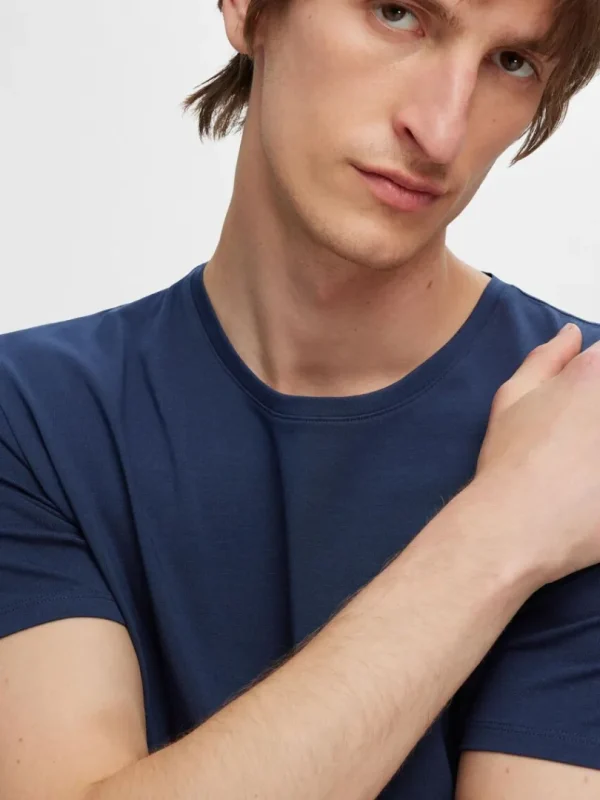 T-shirts>SELECTED 3-PAK BOMULD T-SHIRT Blue