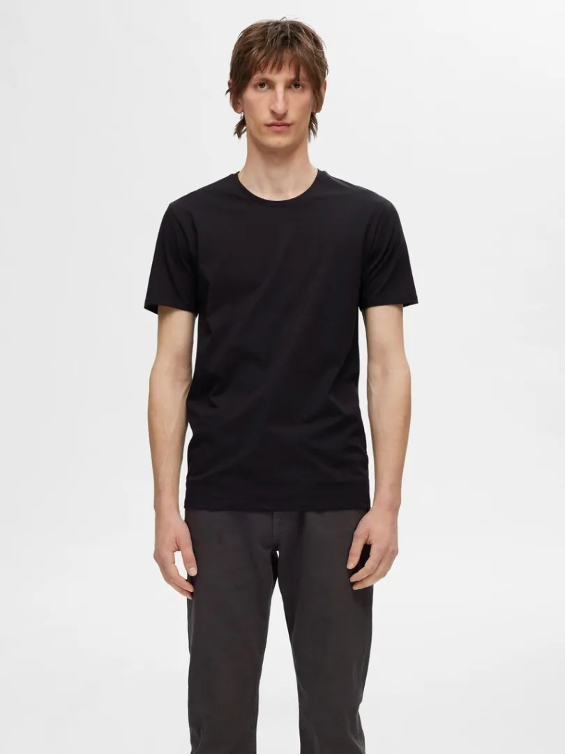 pak_bomuld_tshirt_2-6.webp T-shirts>SELECTED 3-PAK BOMULD T-SHIRT Black