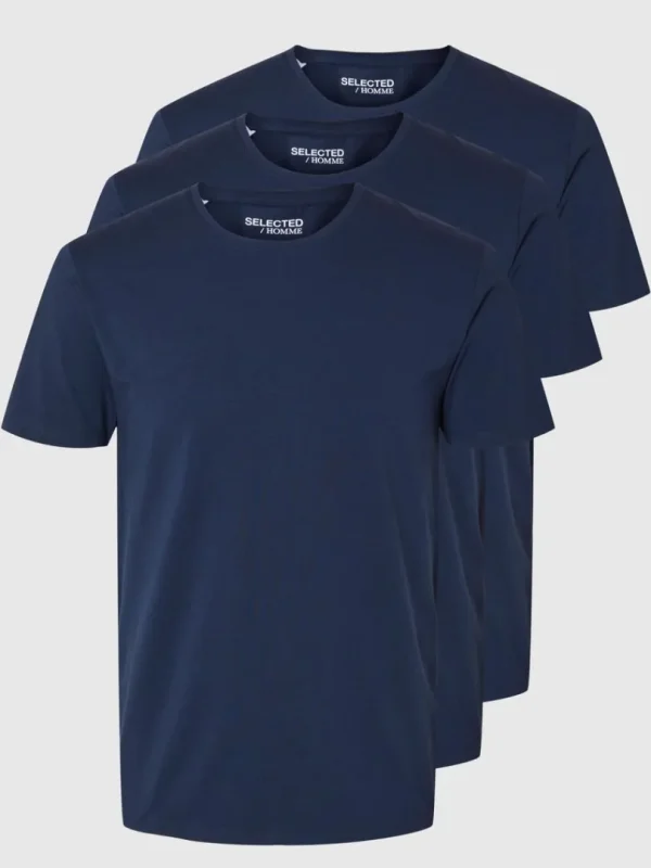T-shirts>SELECTED 3-PAK BOMULD T-SHIRT Blue