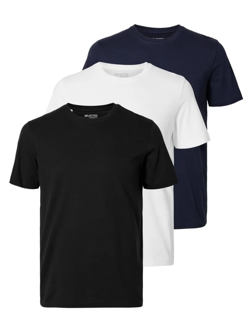 pak_bomuld_tshirt_5-5.webp T-shirts>SELECTED 3-PAK BOMULD T-SHIRT Black