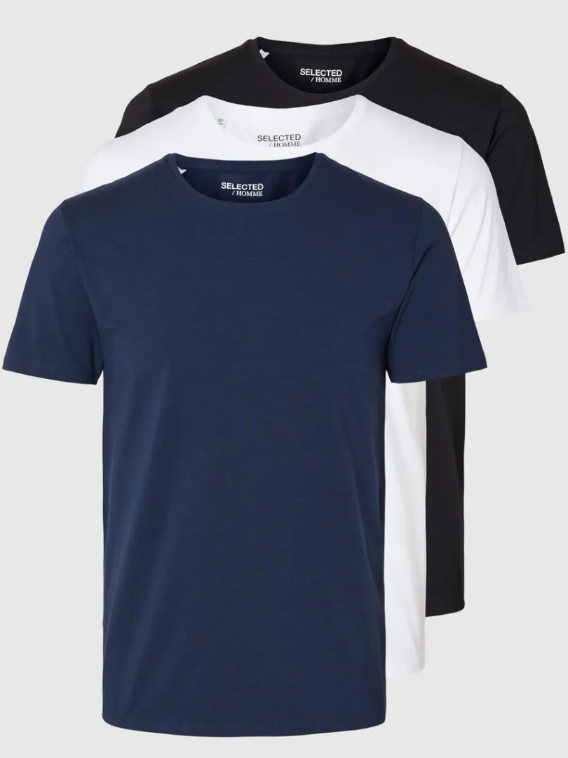 pak_bomuld_tshirt_5-6.webp T-shirts>SELECTED 3-PAK BOMULD T-SHIRT Black