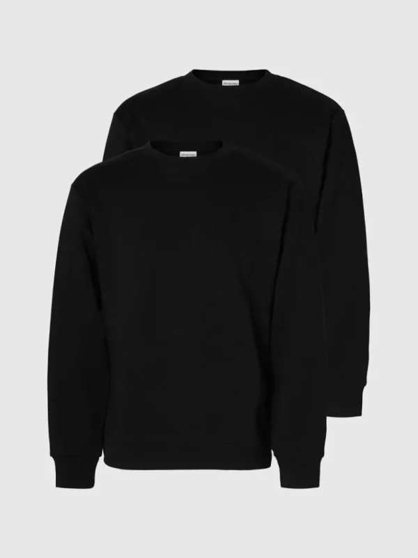 Hættetrøjer & Sweatshirts>SELECTED 2-PAK SWEATSHIRT Black