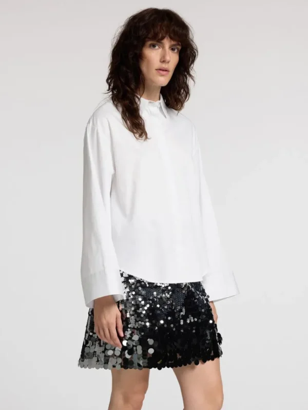 Skjorter>SELECTED PERLEDETALJE CROPPED SKJORTE White