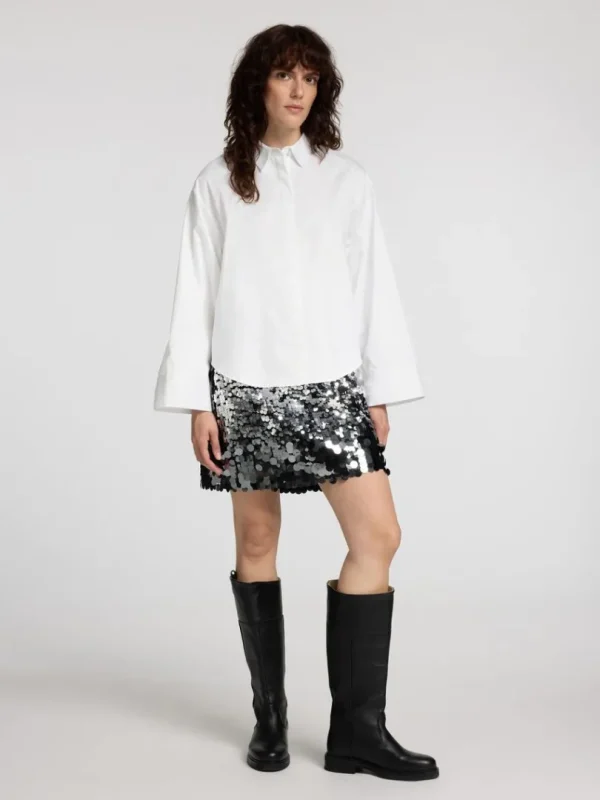 Skjorter>SELECTED PERLEDETALJE CROPPED SKJORTE White