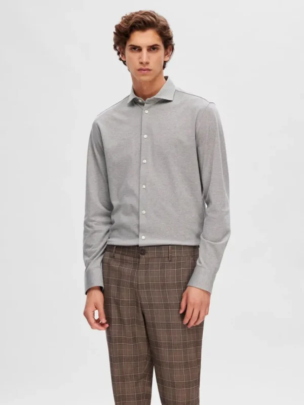 Skjorter>SELECTED PIQUÉ LANGÆRMET SKJORTE Grey