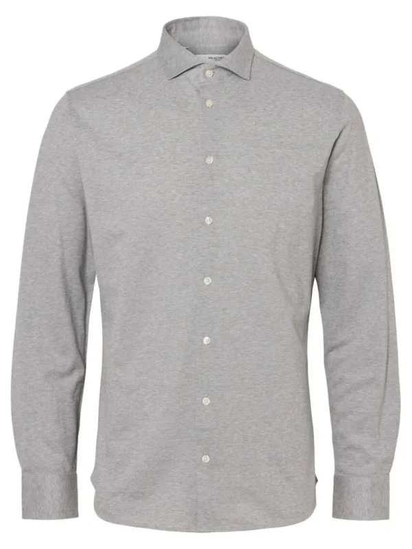 Skjorter>SELECTED PIQUÉ LANGÆRMET SKJORTE Grey