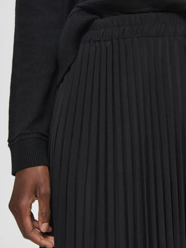 Nederdele>SELECTED PLISSERET MIDINEDERDEL Black