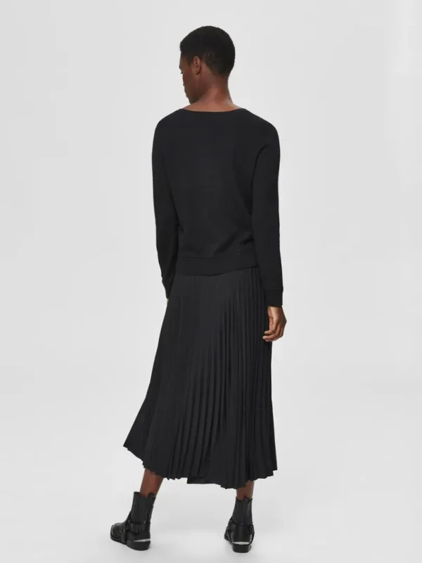 Nederdele>SELECTED PLISSERET MIDINEDERDEL Black