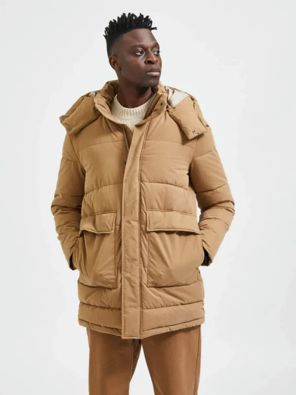 Overtøj>SELECTED POLSTRET PARKA Brown