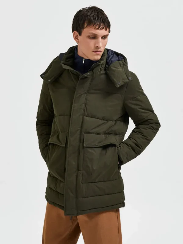Overtøj>SELECTED POLSTRET PARKA Green