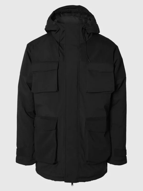 Overtøj>SELECTED POLSTRET PARKA Black