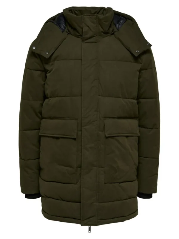 Overtøj>SELECTED POLSTRET PARKA Green
