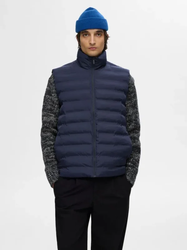 Overtøj>SELECTED POLSTRET QUILTET VEST Blue