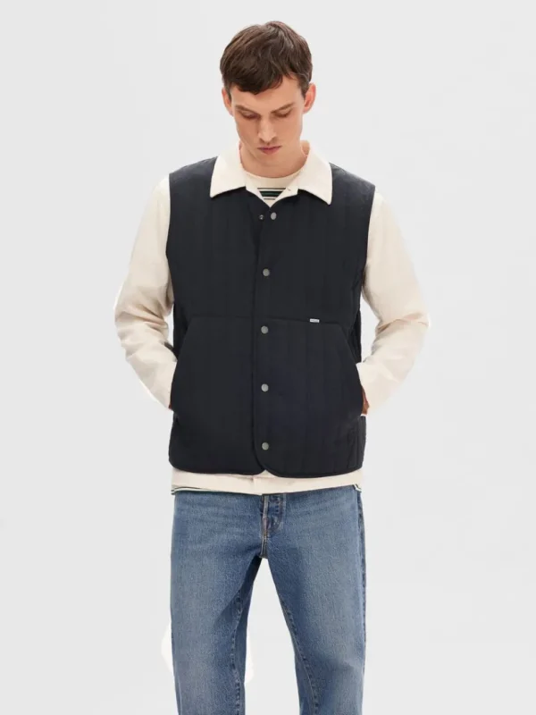 Overtøj>SELECTED POLSTRET QUILTET VEST Blue