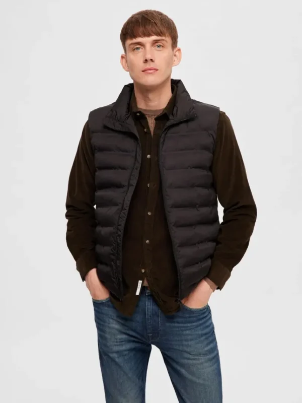 Overtøj>SELECTED POLSTRET QUILTET VEST Black