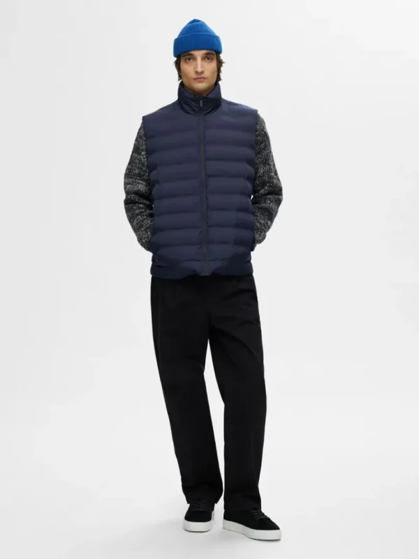 Overtøj>SELECTED POLSTRET QUILTET VEST Blue