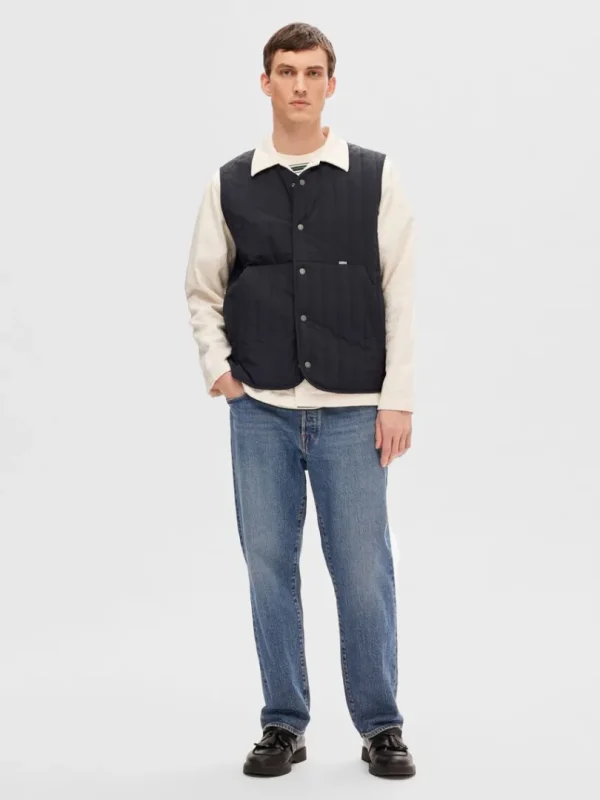 Overtøj>SELECTED POLSTRET QUILTET VEST Blue
