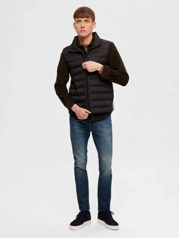 Overtøj>SELECTED POLSTRET QUILTET VEST Black