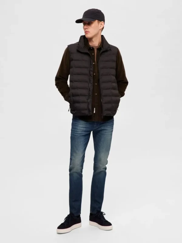 Overtøj>SELECTED POLSTRET QUILTET VEST Black