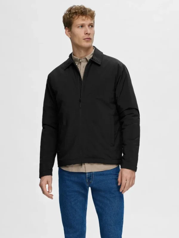 Overtøj>SELECTED POLSTRET SHACKET Black