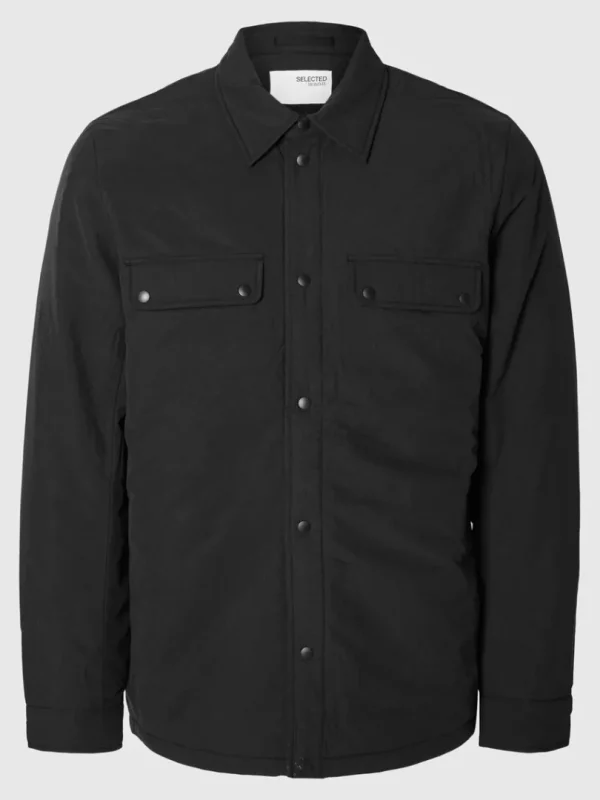 Overtøj>SELECTED POLSTRET SHACKET Black