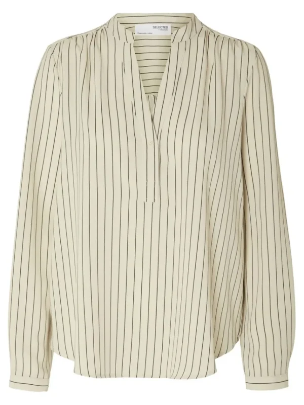 Toppe Og Bluser>SELECTED PRINTET BLUSE Beige