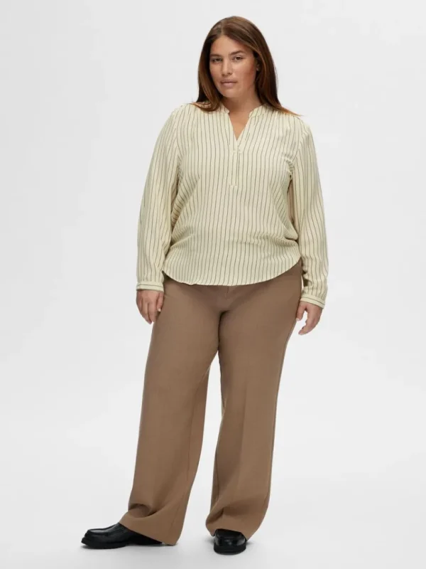Toppe Og Bluser>SELECTED PRINTET BLUSE Beige