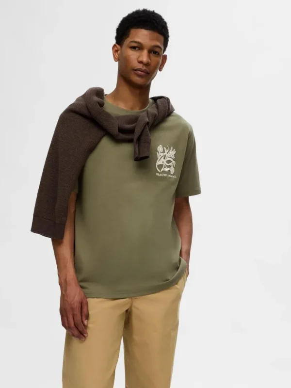 T-shirts>SELECTED PRINTET BOMULD T-SHIRT Green