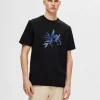 T-shirts>SELECTED PRINTET BOMULD T-SHIRT Black
