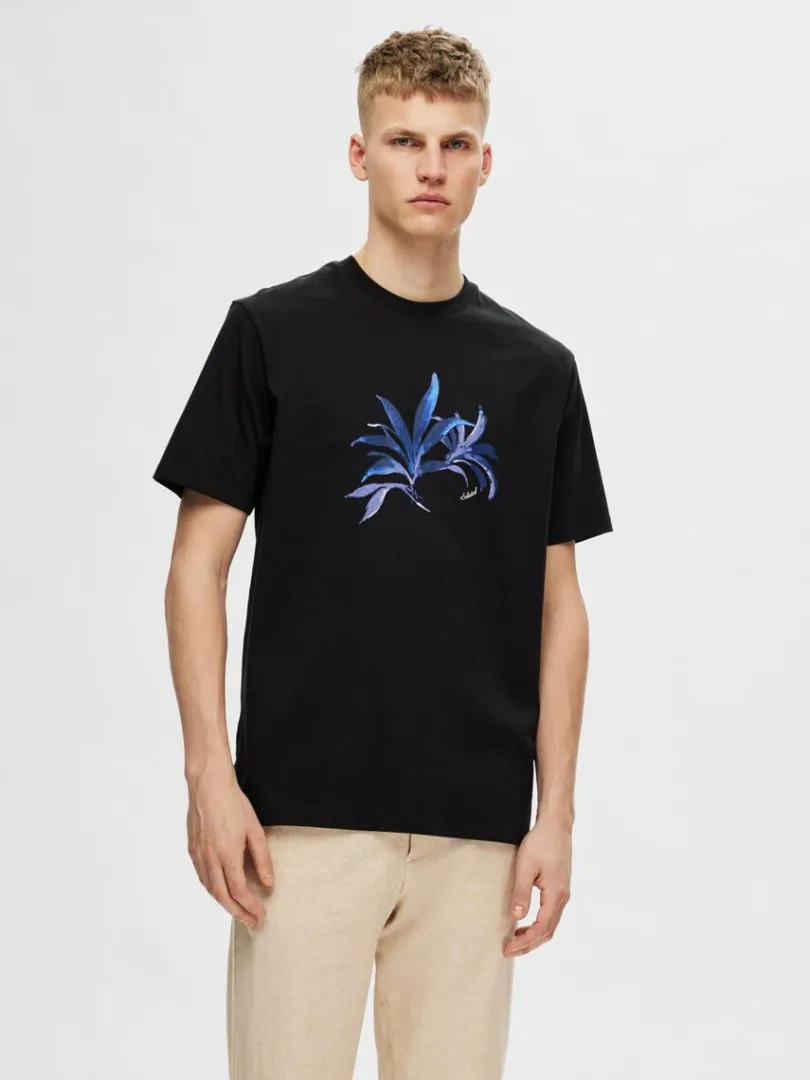 printet_bomuld_tshirt_0-5.webp T-shirts>SELECTED PRINTET BOMULD T-SHIRT Black