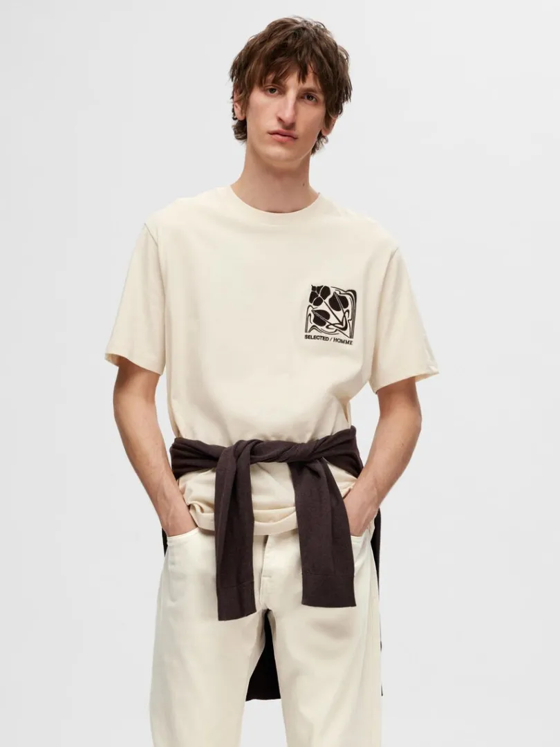 printet_bomuld_tshirt_0.webp T-shirts>SELECTED PRINTET BOMULD T-SHIRT Beige