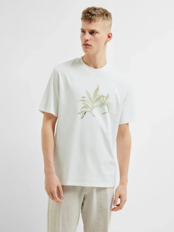 T-shirts>SELECTED PRINTET BOMULD T-SHIRT White