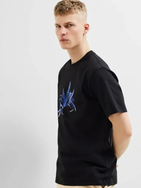 T-shirts>SELECTED PRINTET BOMULD T-SHIRT Black