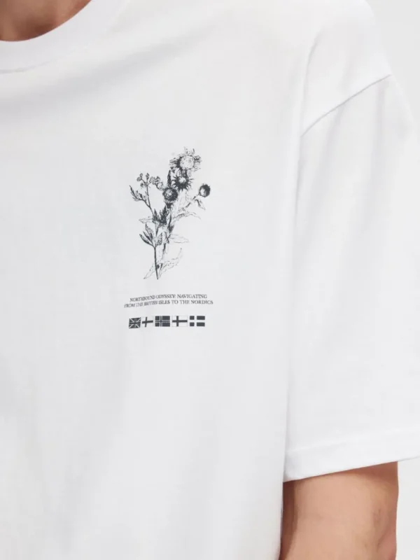 T-shirts>SELECTED PRINTET BOMULD T-SHIRT White