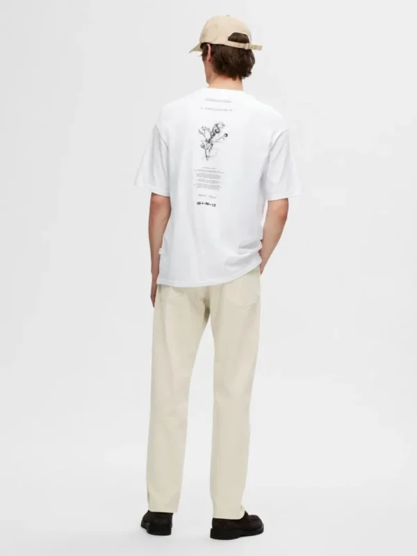 T-shirts>SELECTED PRINTET BOMULD T-SHIRT White