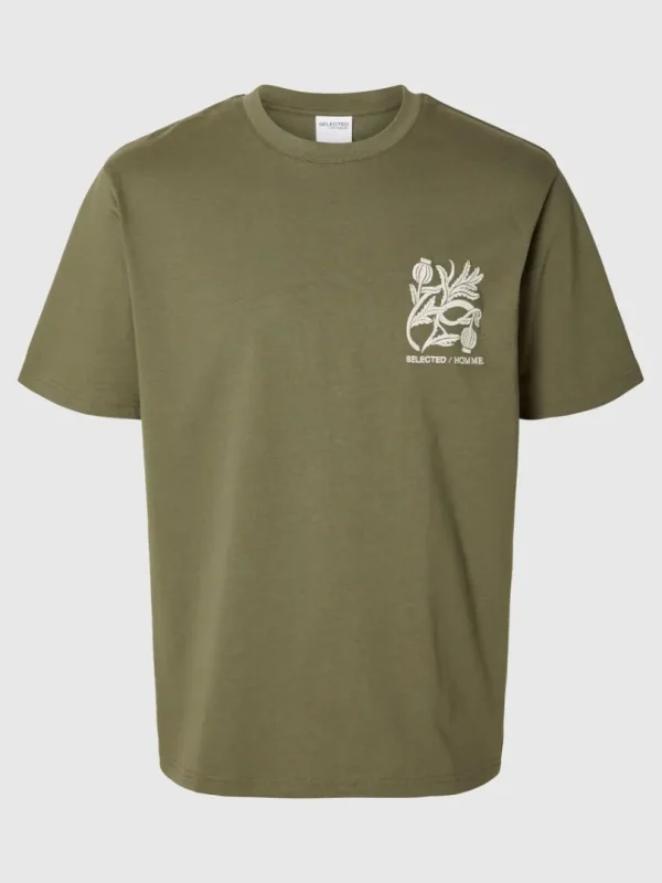 T-shirts>SELECTED PRINTET BOMULD T-SHIRT Green
