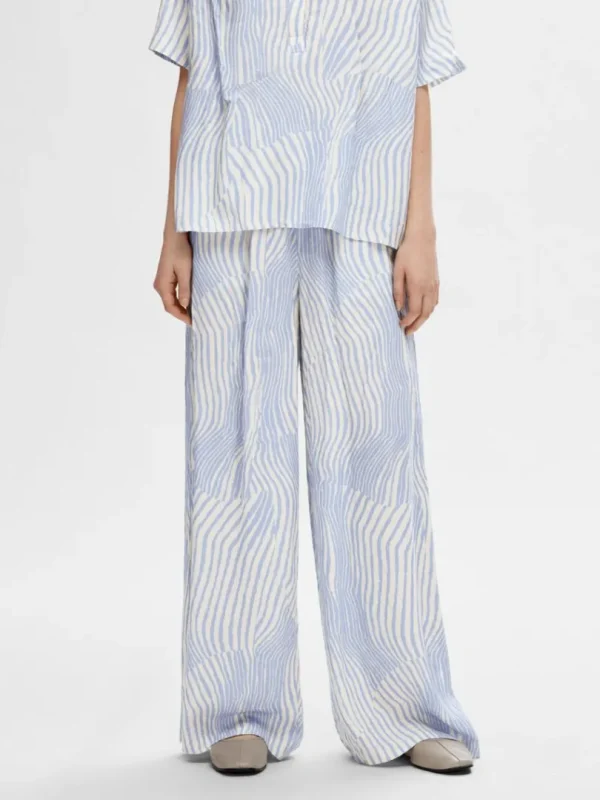 Bukser>SELECTED PRINTET BREDE BUKSER Blue