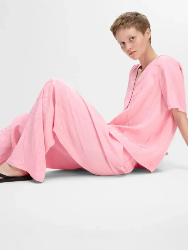 Bukser>SELECTED PRINTET BREDE BUKSER Pink