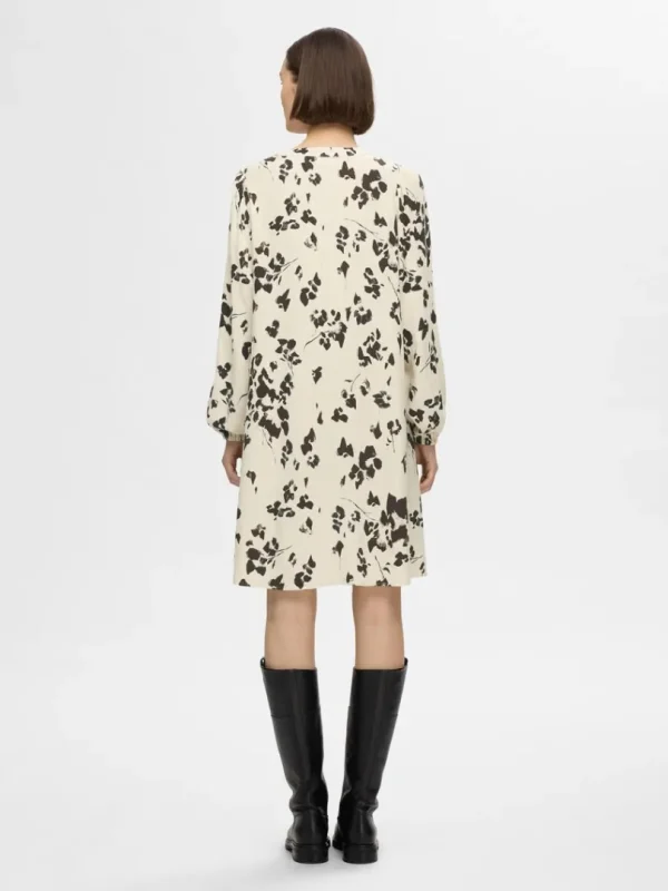 Kjoler>SELECTED PRINTET KORT KJOLE Beige