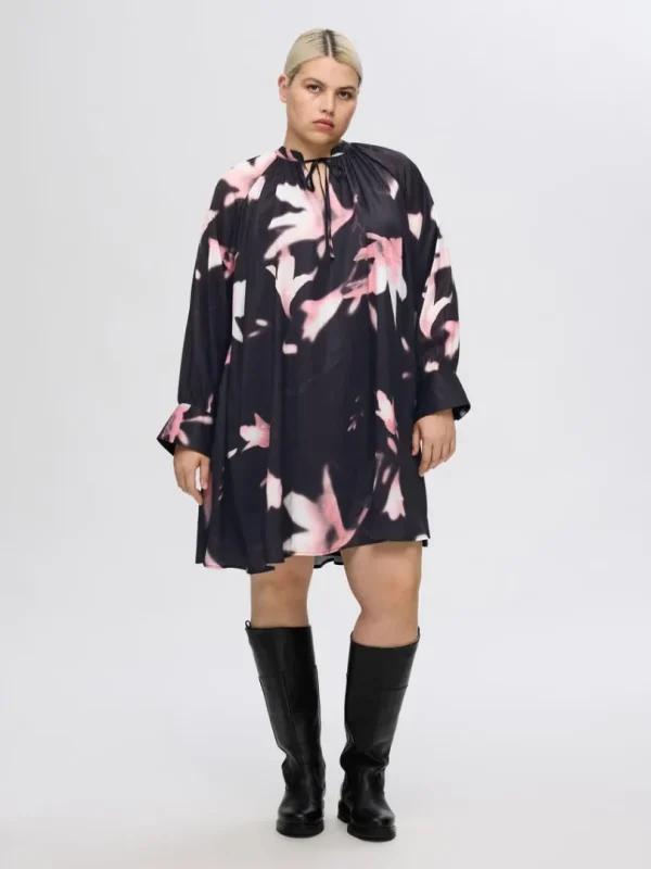 Kjoler>SELECTED PRINTET KORT KJOLE Pink