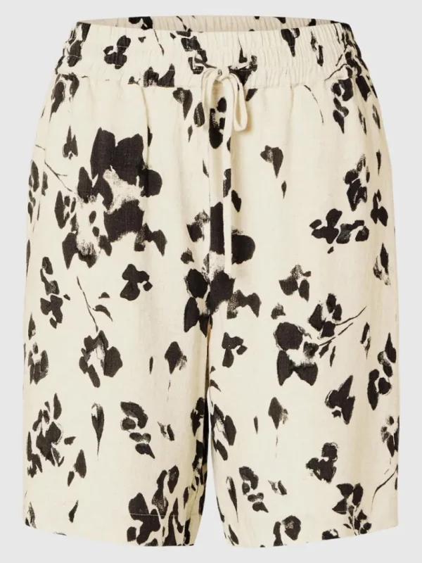 Shorts>SELECTED PRINTET LOOSE FIT SHORTS Beige