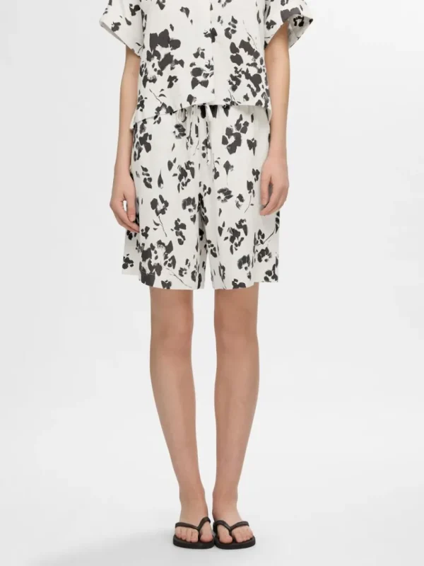Shorts>SELECTED PRINTET LOOSE FIT SHORTS Beige