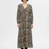 Kjoler>SELECTED PRINTET MAXIKJOLE Brown