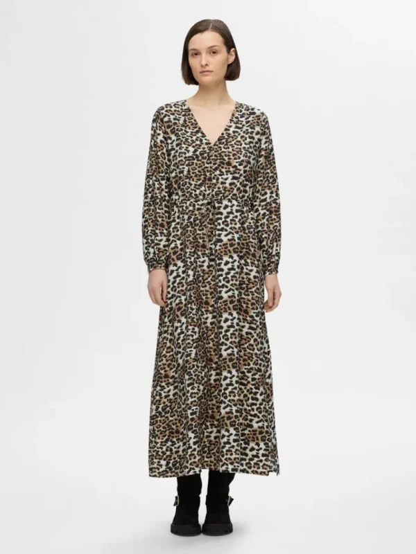 Kjoler>SELECTED PRINTET MAXIKJOLE Brown