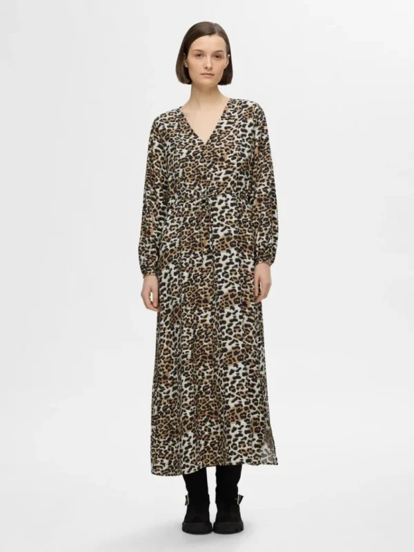 Kjoler>SELECTED PRINTET MAXIKJOLE Brown