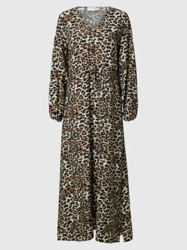 Kjoler>SELECTED PRINTET MAXIKJOLE Brown