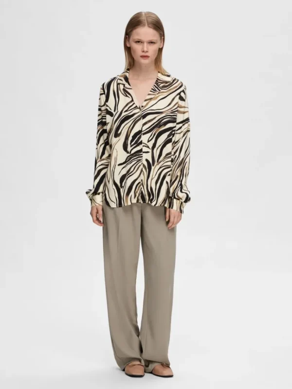 Skjorter>SELECTED PRINTET SATIN. SKJORTE Black
